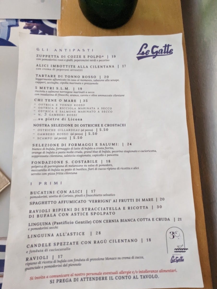 Menu Le Gatte - Ristorante-1
