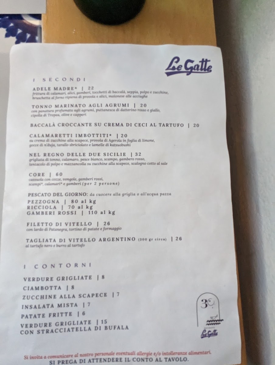 Menu Le Gatte - Ristorante-2